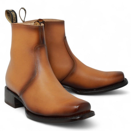Men´s Genuine Leather Dubai Square Toe Ankle Boots Honey Color - La Carreta Pair view