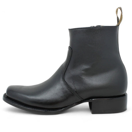 Men´s Genuine Leather Dubai Square Toe Ankle Boots Black Color - La Carreta left side view