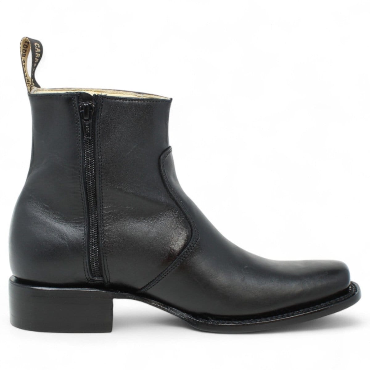 Men´s Genuine Leather Dubai Square Toe Ankle Boots Black Color - La Carreta right side view