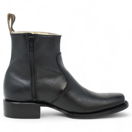 Men´s Genuine Leather Dubai Square Toe Ankle Boots Black Color - La Carreta right side view