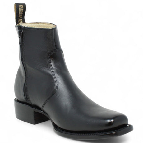 Men´s Genuine Leather Dubai Square Toe Ankle Boots Black Color - La Carreta Side view