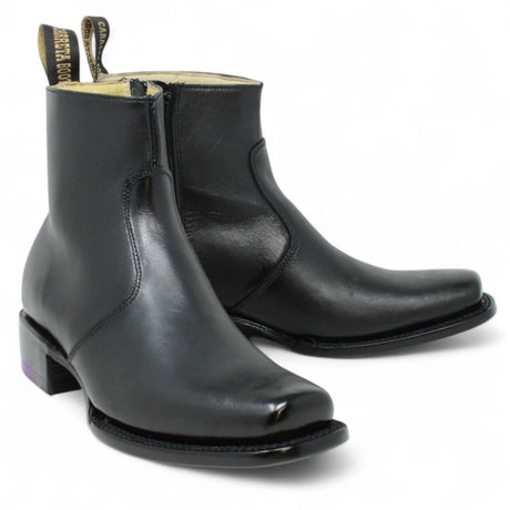 Men´s Genuine Leather Dubai Square Toe Ankle Boots Black Color - La Carreta Pair view