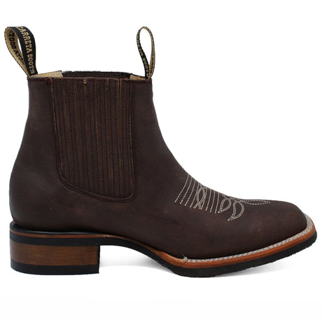 Men´s Genuine Leather Rodeo Square Toe Ankle Boots Brown Color - La Carreta right side view