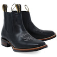 Men´s Genuine Leather Rodeo Square Toe Ankle Boots Black Color - La Carreta Pair view