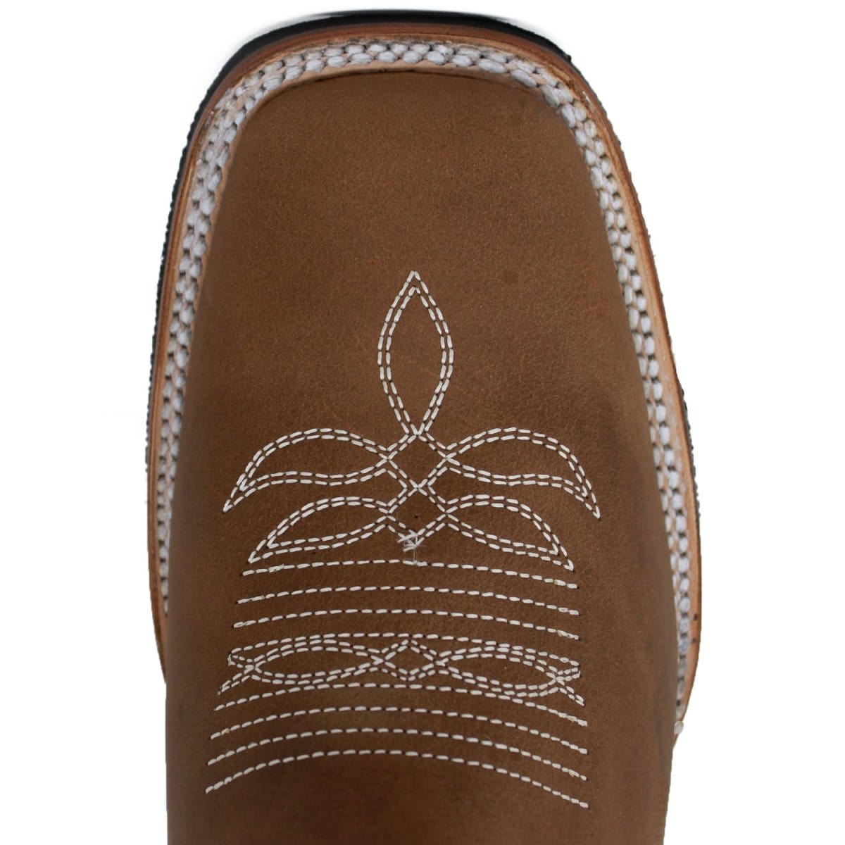 Men´s Genuine Leather Rodeo Square Toe Ankle Boots Tan Color - La Carreta toe view