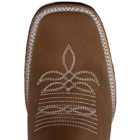 Men´s Genuine Leather Rodeo Square Toe Ankle Boots Tan Color - La Carreta toe view