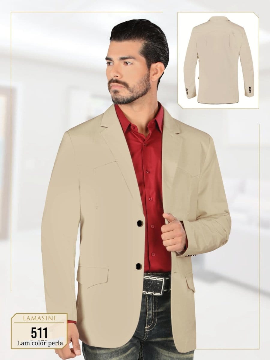 Lamasini Jackets Beige / S Men´s Western Dress Blazer Pearl Beige - Lamasini