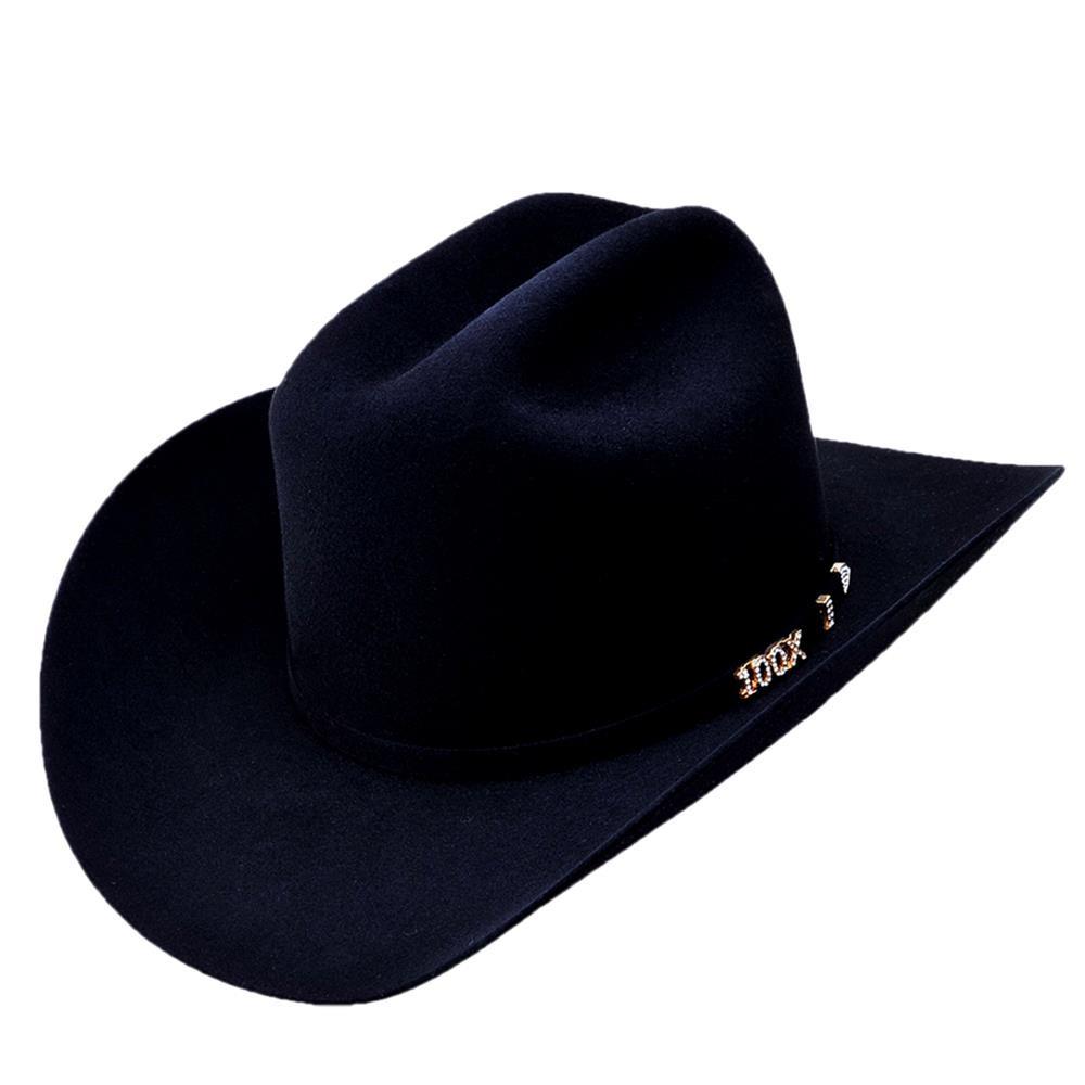 Los Altos Boots Hats 6 5/8 / 3 1/2 100X Felt Cowboy Hat Black Color - Serratelli