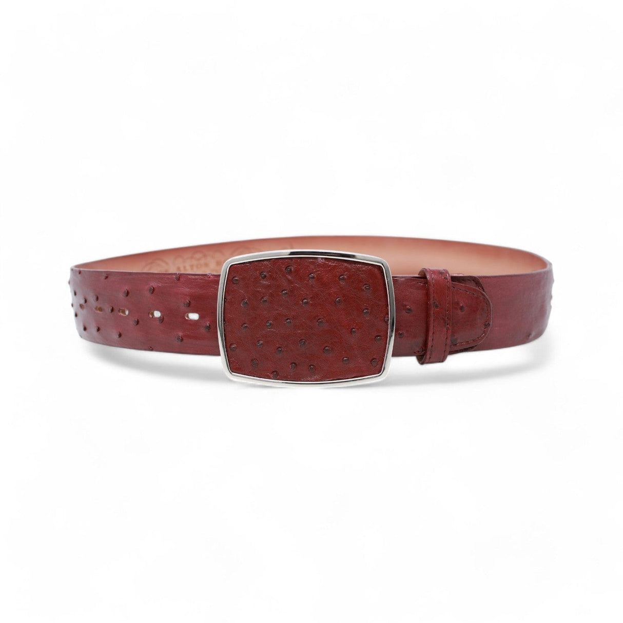 Los Altos Boots Belts Genuine Ostrich Skin Cowboy Belt Burgundy Color - Los Altos Boots