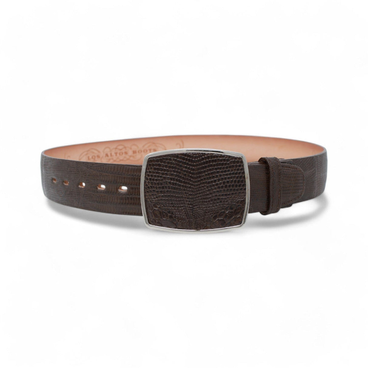 Genuine Teju Lizard Skin Cowboy Belt Brown Color - Los Altos Boots