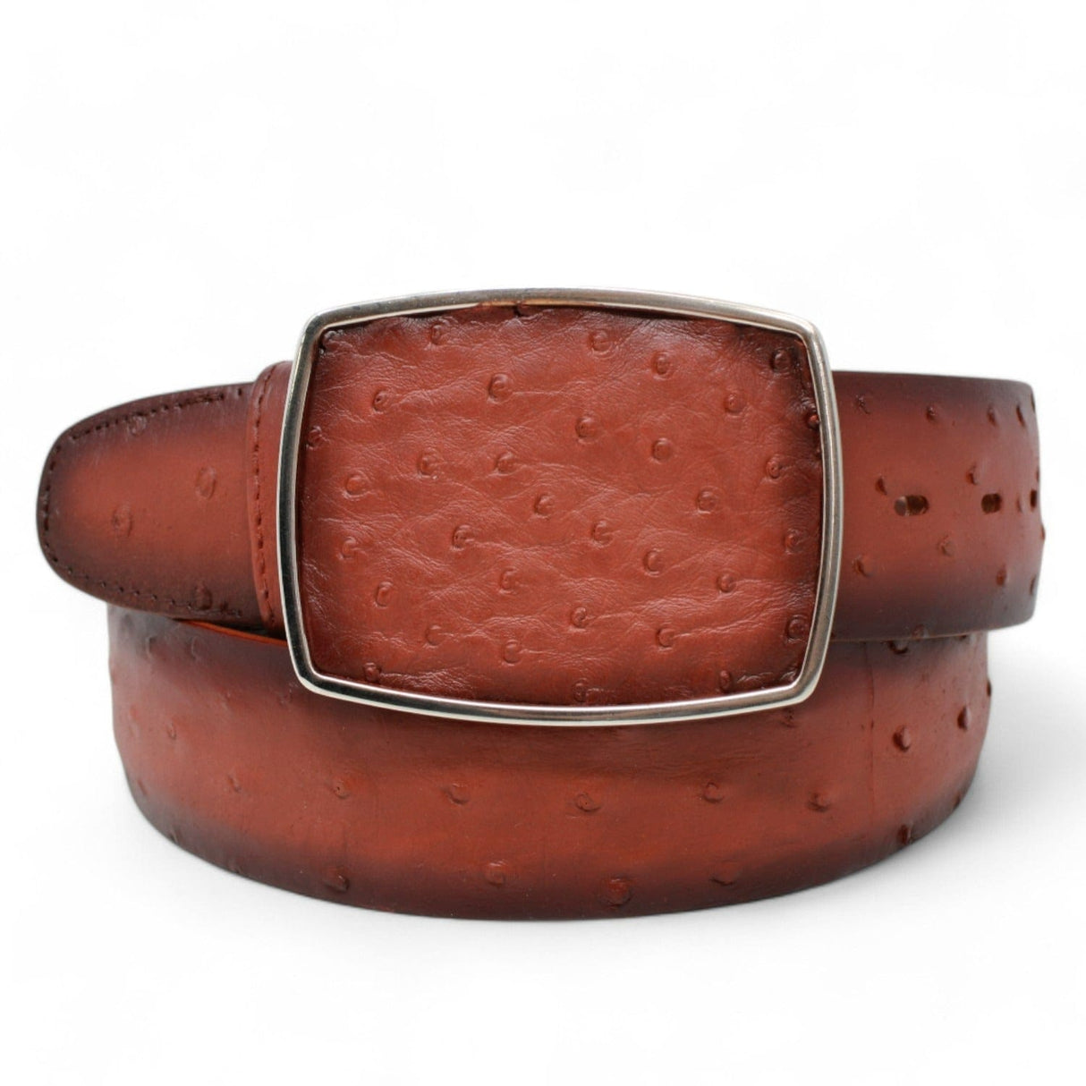 Genuine Ostrich Skin Cowboy Belt Faded Cognac Color - Los Altos Boots