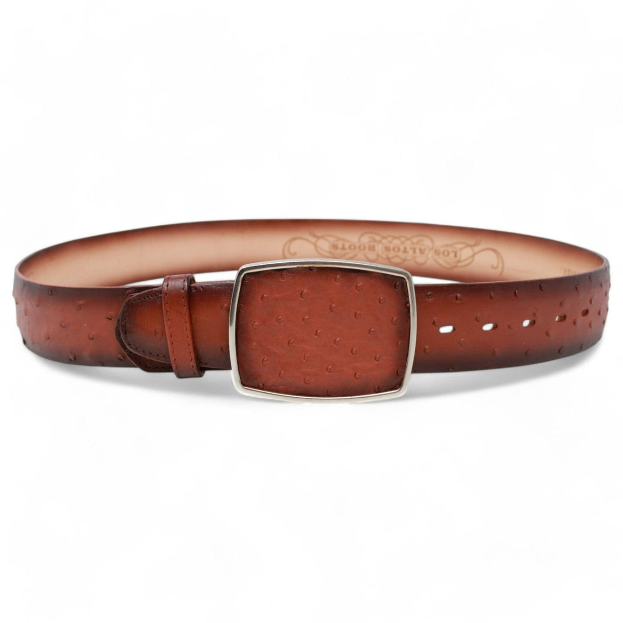 Genuine Ostrich Skin Cowboy Belt Faded Cognac Color - Los Altos Boots