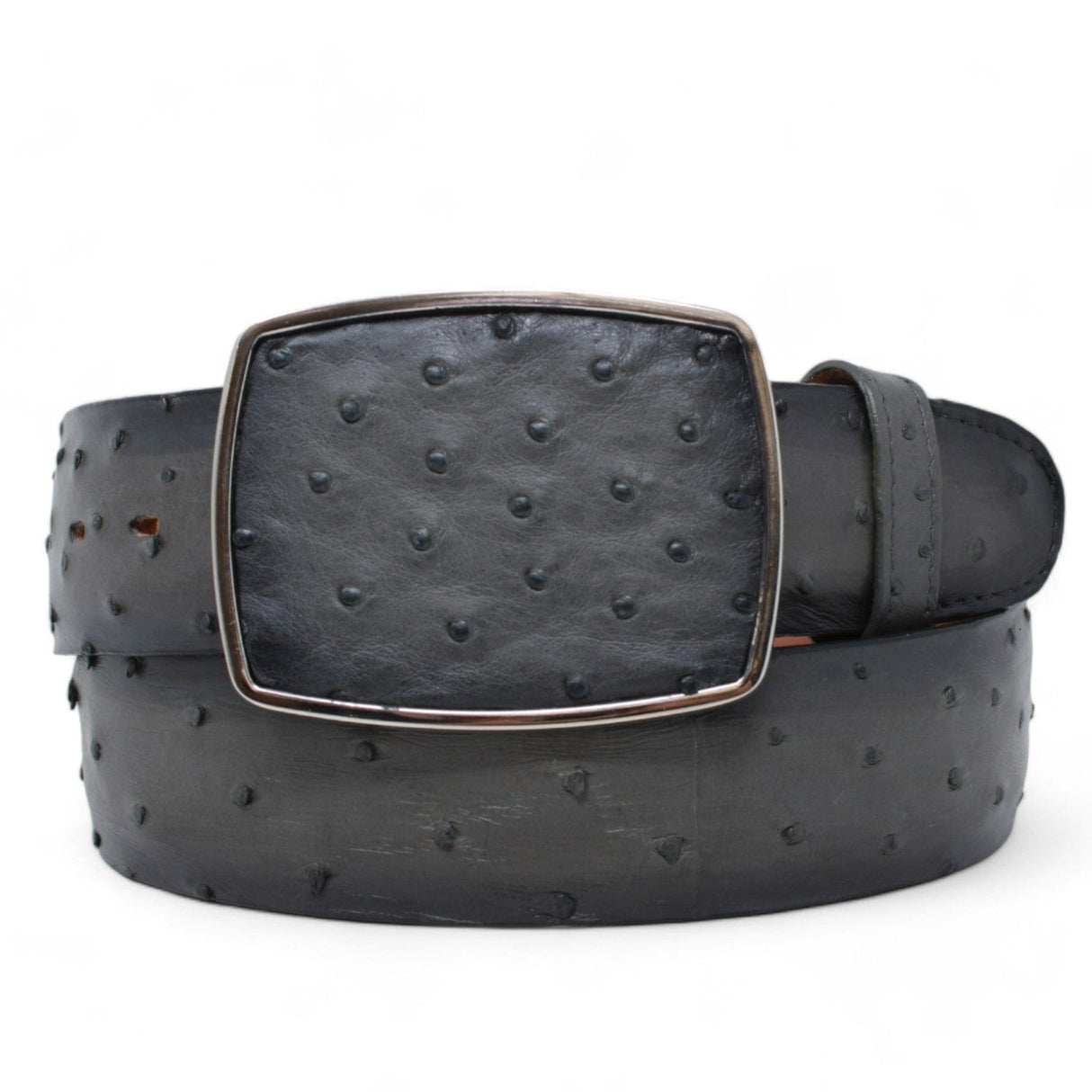 Genuine Ostrich Skin Cowboy Belt Faded Gray Color - Los Altos Boots