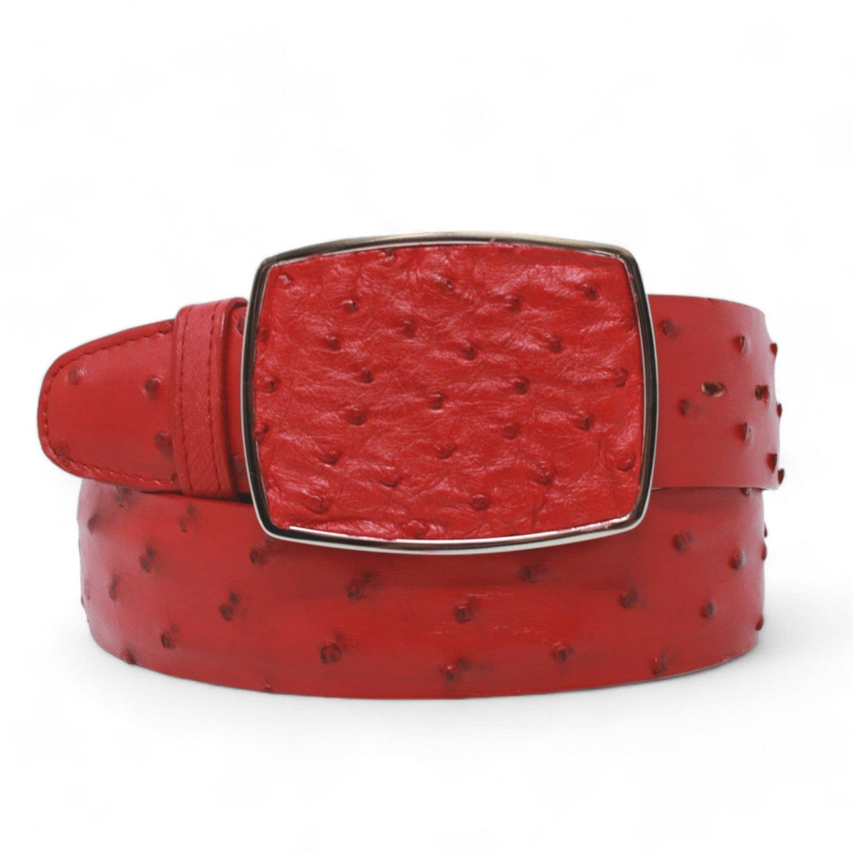 Genuine Ostrich Skin Cowboy Belt Red Color - Los Altos Boots