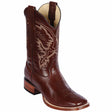 Western Genuine Pull Up Leather Rodeo Wide Square Toe Boots Brown Color - Los Altos Boots - Side View