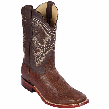 Western Genuine Bull Shoulder Skin Rodeo Wide Square Toe Brown Color - Los Altos Boots - Side View
