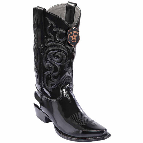 Western Genuine Chamaleon FInish Snip Toe Boots Black Color - Los Altos Boots - Side View