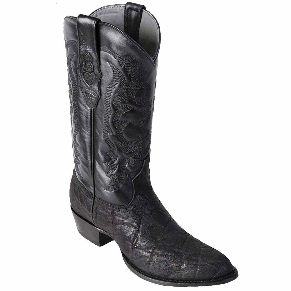 Western Genuine Elephant Round Toe Boots, black color - Los Altos Boots