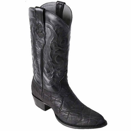 Western Genuine Elephant Round Toe Boots, black color - Los Altos Boots
