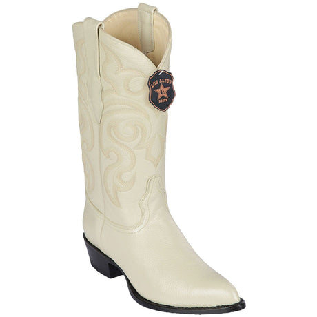 Western Genuine Elk Leather J Toe Boots Winterwhite Color - Los Altos Boots - SIde View