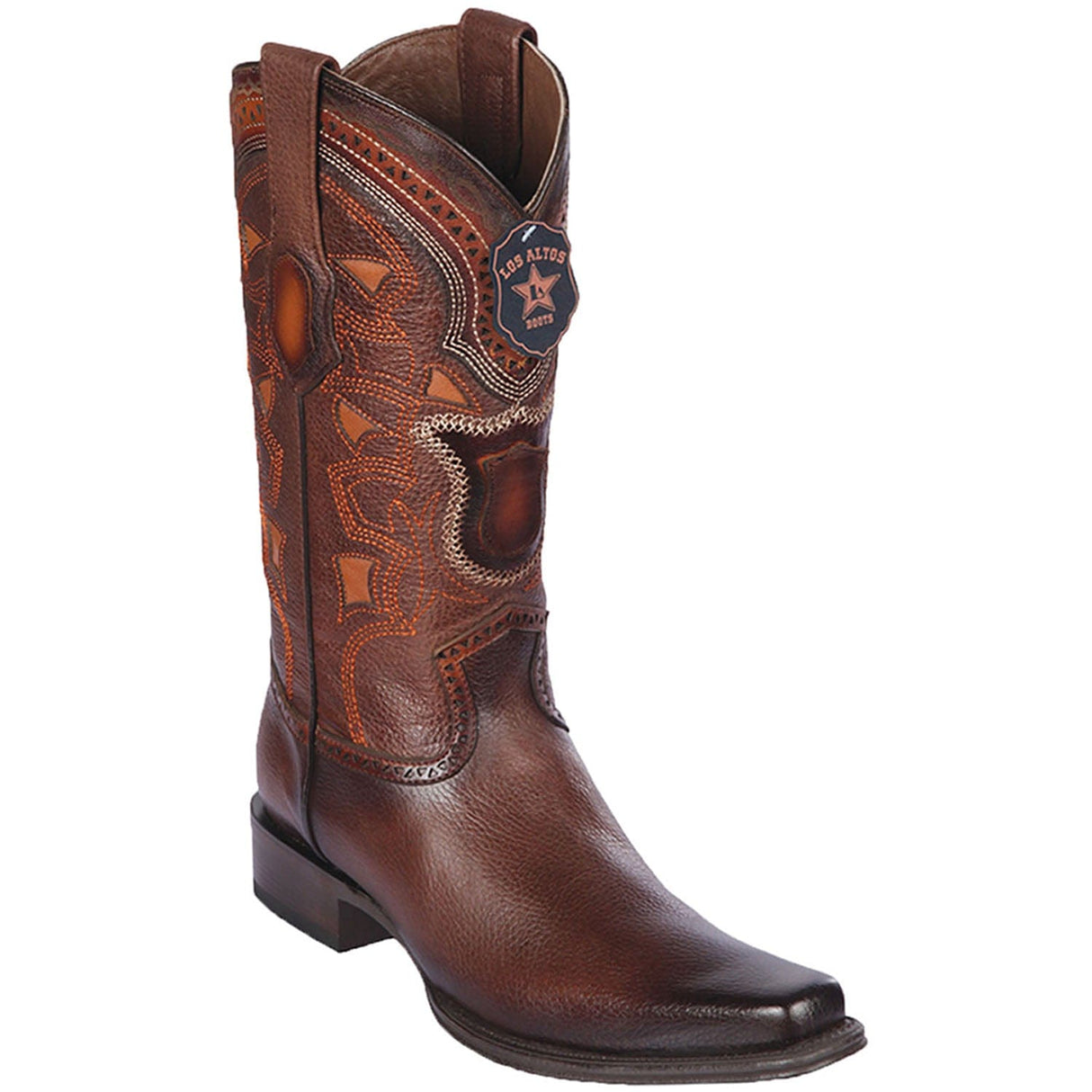 Western Genuine Grisly Leather European Square Toe Boots Faded Brown Color - Los Altos Boots