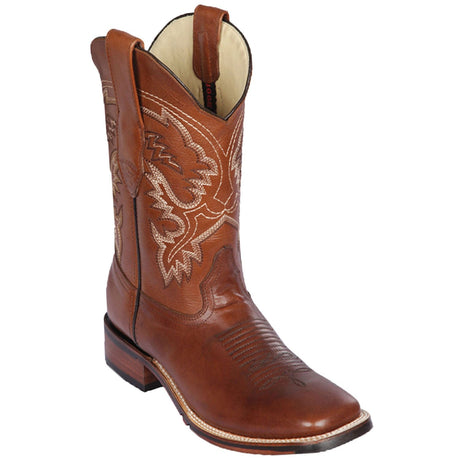 Western Genuine Pull up Leather Rodeo Wide Square Toe Boots Brown Color - Los Altos Boots - Side View