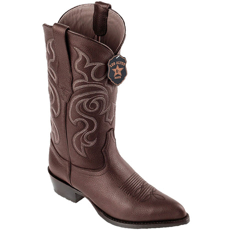 Western Genuine Grisly Leather J Toe Boots Brown Color - Los Altos Boots - SIde View