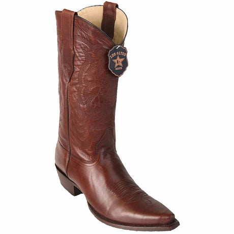 Western Genuine Pull Up Leather Snip Toe Boots Brown Color - Los Altos Boots - Side View