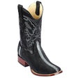 Los Altos Boots Boots Men's Genuine Stingray Row Stone Rodeo Wide Square Toe Boots Black Color - Los Altos Boots