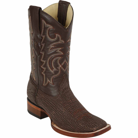 Western Genuine Shark Skin Rodeo Wide Square Toe Boots Brown Color - Los Altos Boots - Side View