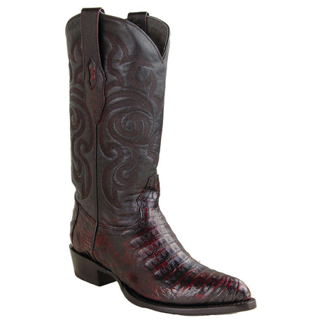 Los Altos Boots Boots Black Cherry / 6 Men's Genuine Caiman Belly J Toe Boots - Los Altos Boots