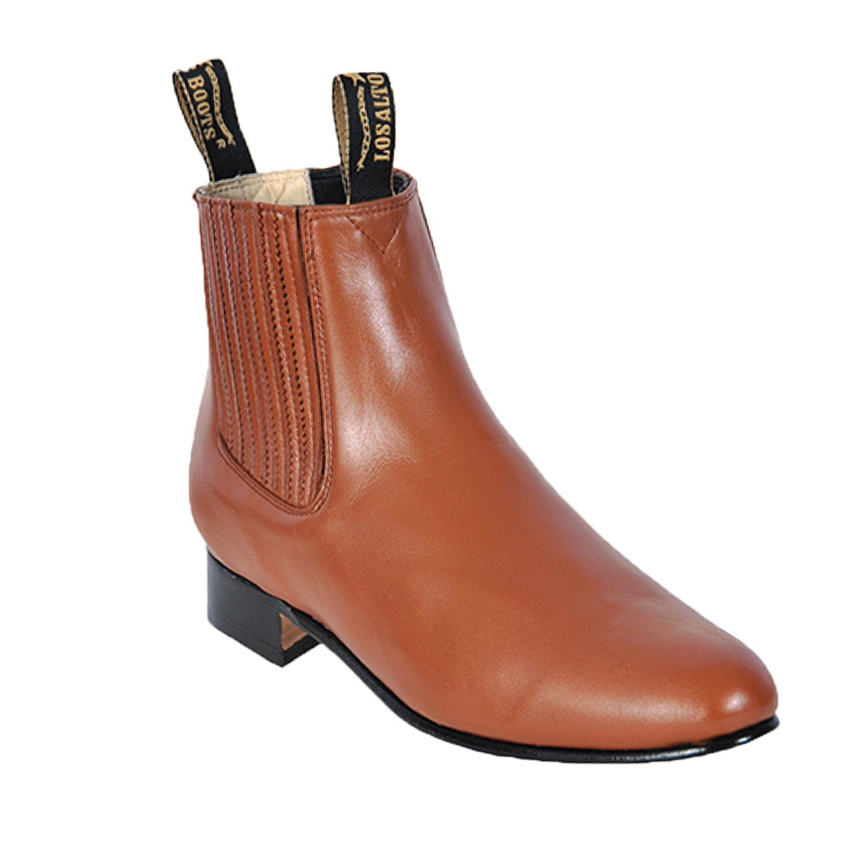 Western Genuine Deer Leather Round Toe Charro Ankle Boots Honey Color - Los Altos Boots