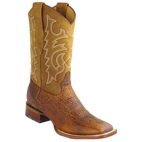 Los Altos Boots Boots Men's Genuine Bull Shoulder Skin Rodeo Wide Square Toe Boots Grasso Honey Color - Los Altos Boots