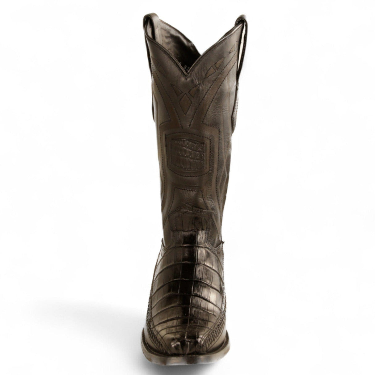 Los Altos Boots Boots Men's Genuine Caiman Belly Skin European Square Toe Boots Black Color - Los Altos Boots