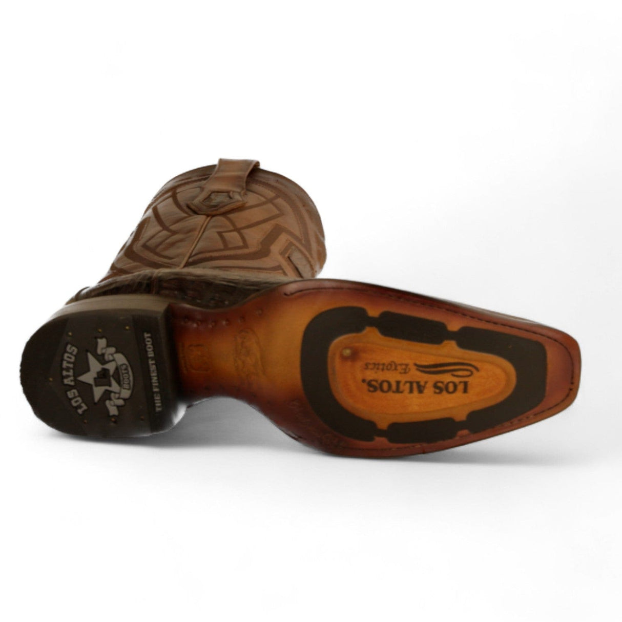 Los Altos Boots Boots Men's Genuine Caiman Belly Skin European Square Toe Boots Faded Brown Color - Los Altos Boots