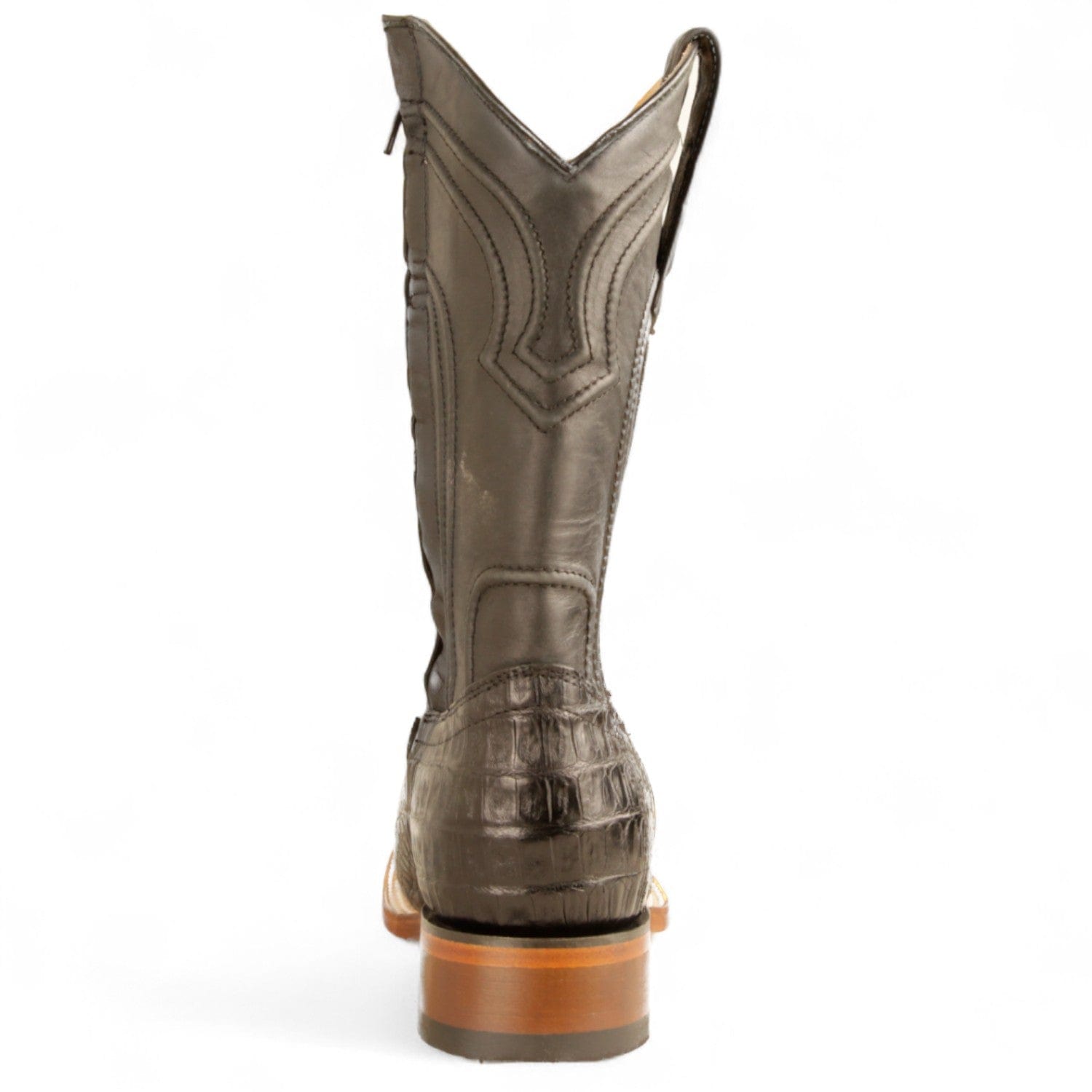 Los Altos Boots Boots Men's Genuine Caiman Belly Skin Rodeo Wide Square Toe Boots With Zipper Black Color - Los Altos Boots