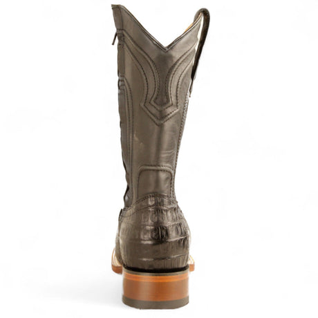 Los Altos Boots Boots Men's Genuine Caiman Belly Skin Rodeo Wide Square Toe Boots With Zipper Black Color - Los Altos Boots