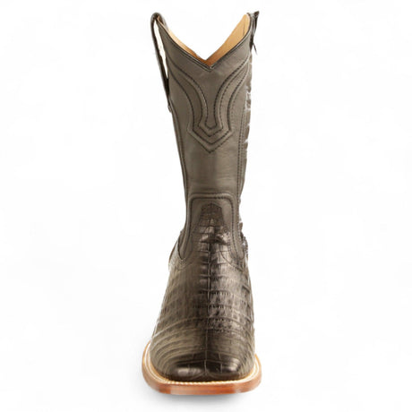 Los Altos Boots Boots Men's Genuine Caiman Belly Skin Rodeo Wide Square Toe Boots With Zipper Black Color - Los Altos Boots
