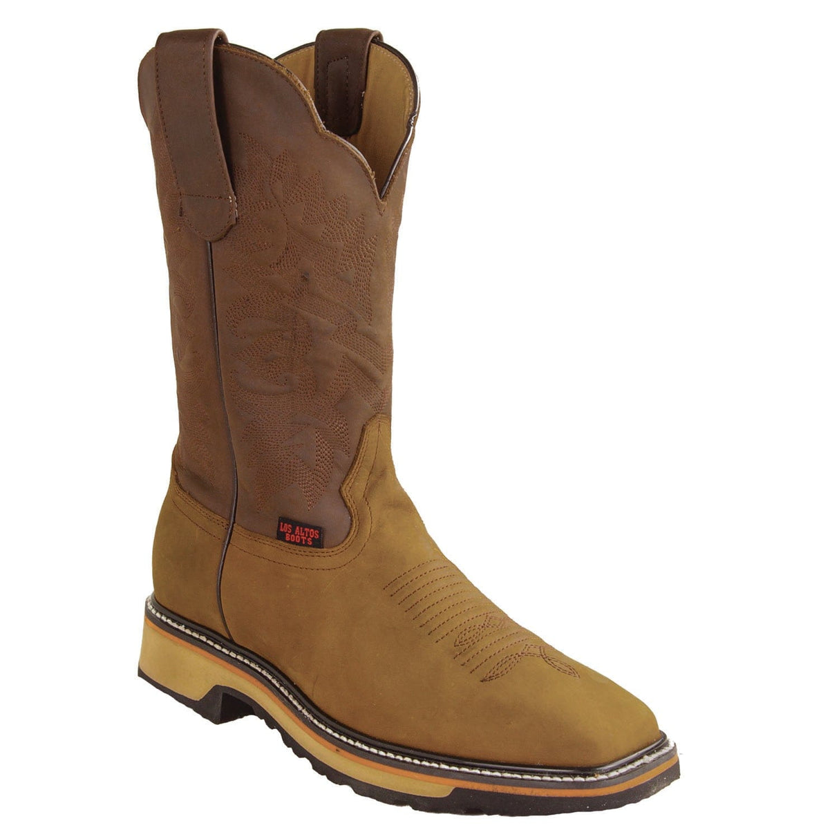 Los Altos Boots Boots Men's Genuine Crazy Leather Rodeo Wide Square Toe Boots Tan Color - Los Altos Boots