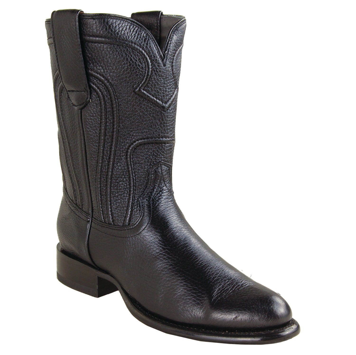 Los Altos Boots Boots Men's Genuine Deer Leather Roper Toe Boots Black Color - Los Altos Boots