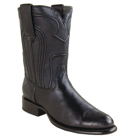 Los Altos Boots Boots Men's Genuine Deer Leather Roper Toe Boots Black Color - Los Altos Boots