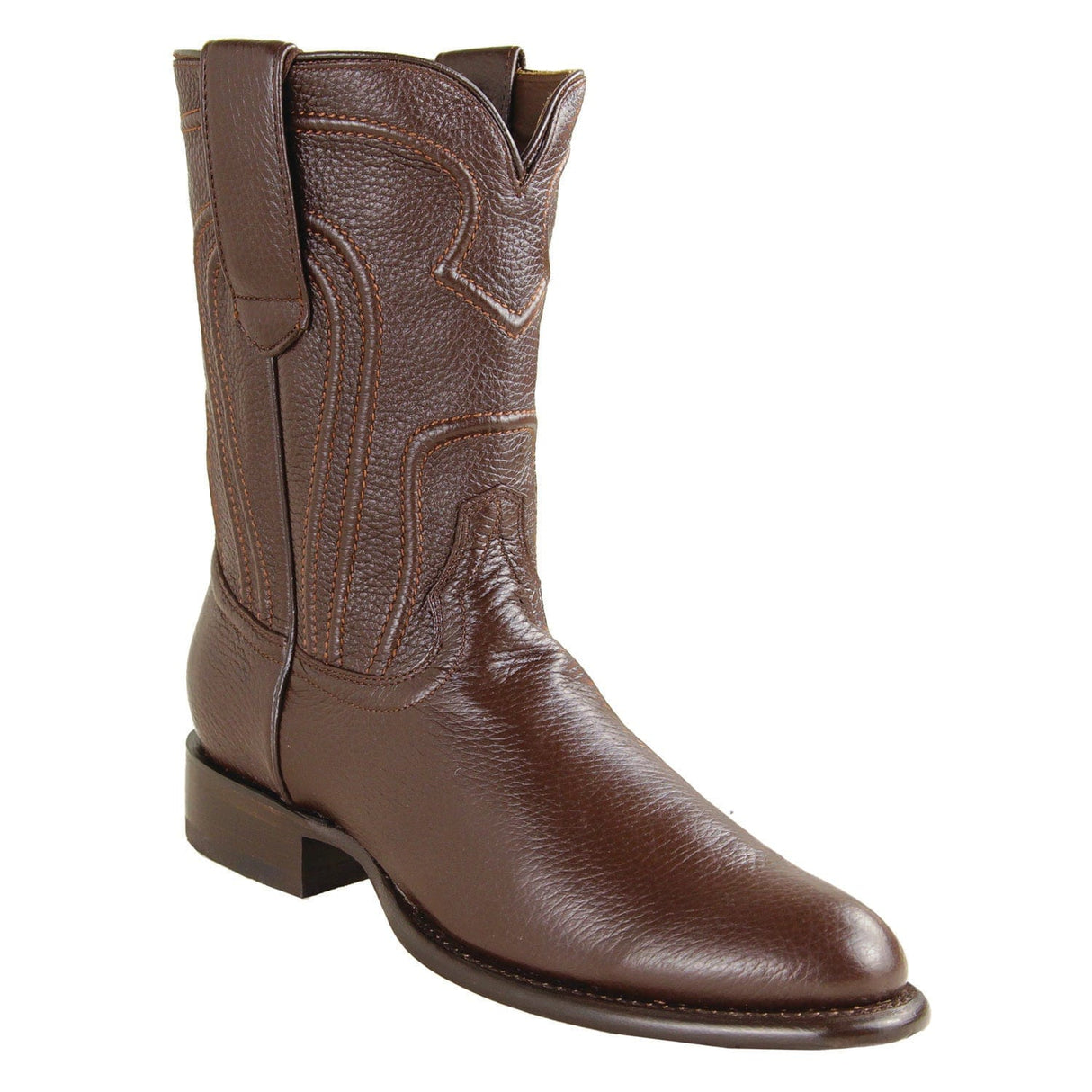 Los Altos Boots Boots Men's Genuine Deer Leather Roper Toe Boots Brown Color - Los Altos Boots