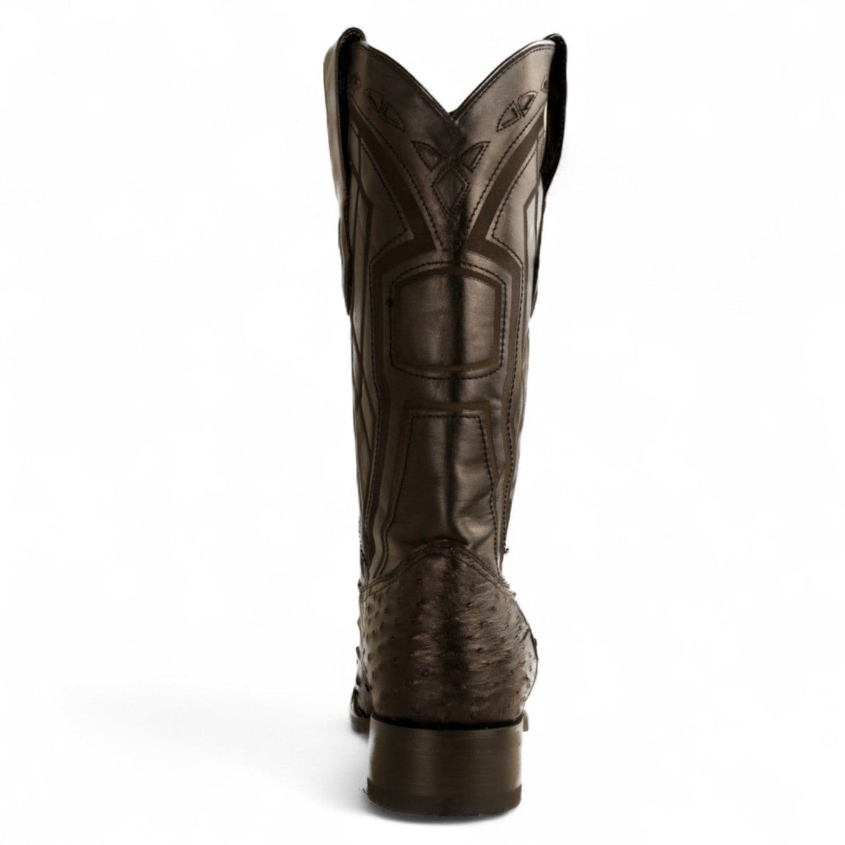 Los Altos Boots Boots Men's Genuine Ostrich Skin European Square Toe Boots Black Color - Los Altos Boots