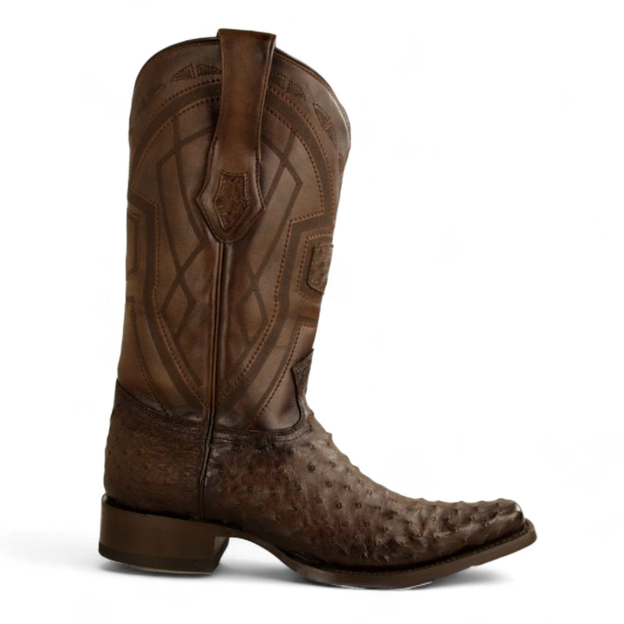 Los Altos Boots Boots Men's Genuine Ostrich Skin European Square Toe Boots Faded Brown Color - Los Altos Boots