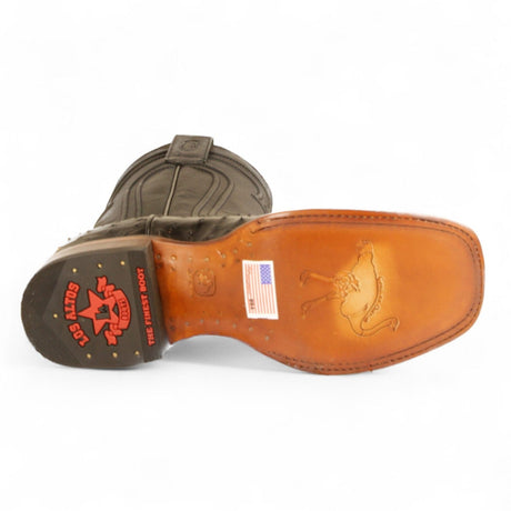 Los Altos Boots Boots Men's Genuine Ostrich Skin Rodeo Wide Square Toe Boots With Zipper Black Color - Los Altos Boots