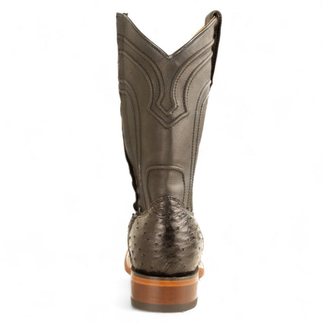 Los Altos Boots Boots Men's Genuine Ostrich Skin Rodeo Wide Square Toe Boots With Zipper Black Color - Los Altos Boots