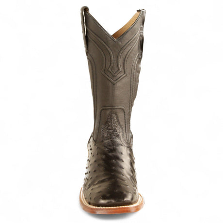 Los Altos Boots Boots Men's Genuine Ostrich Skin Rodeo Wide Square Toe Boots With Zipper Black Color - Los Altos Boots