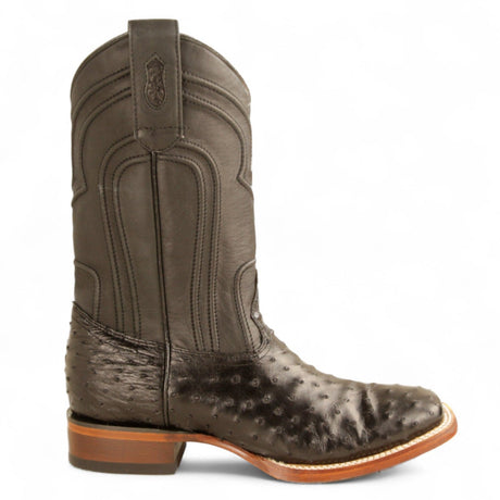 Los Altos Boots Boots Men's Genuine Ostrich Skin Rodeo Wide Square Toe Boots With Zipper Black Color - Los Altos Boots