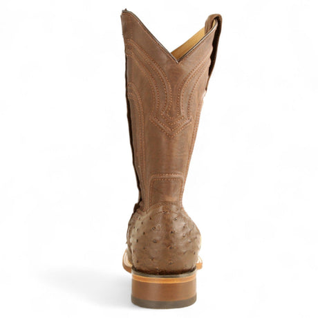 Los Altos Boots Boots Men's Genuine Ostrich Skin Rodeo Wide Square Toe Boots With Zipper Brown Color - Los Altos Boots
