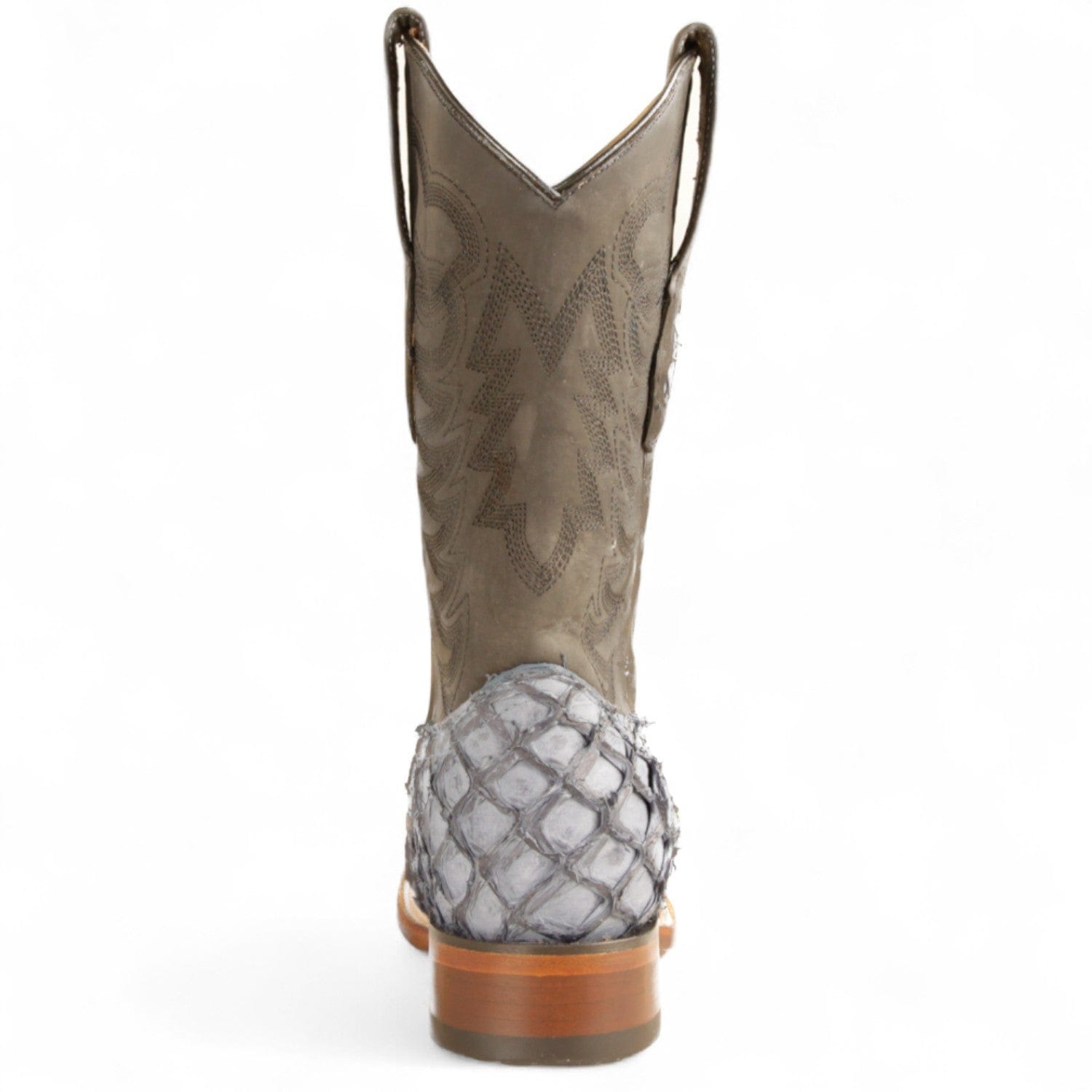 Los Altos Boots Boots Men's Genuine Piraruccu Skin Rodeo Wide Square Toe Boots Gray Color - Los Altos Boots